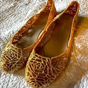 Gold glitter jellies size 10 womens